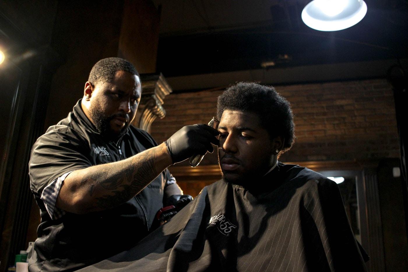 Barber at work