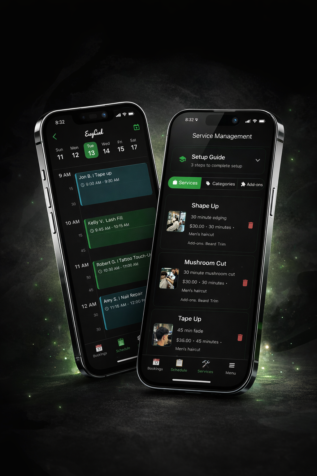 EasySched booking calendar and service management on iPhone