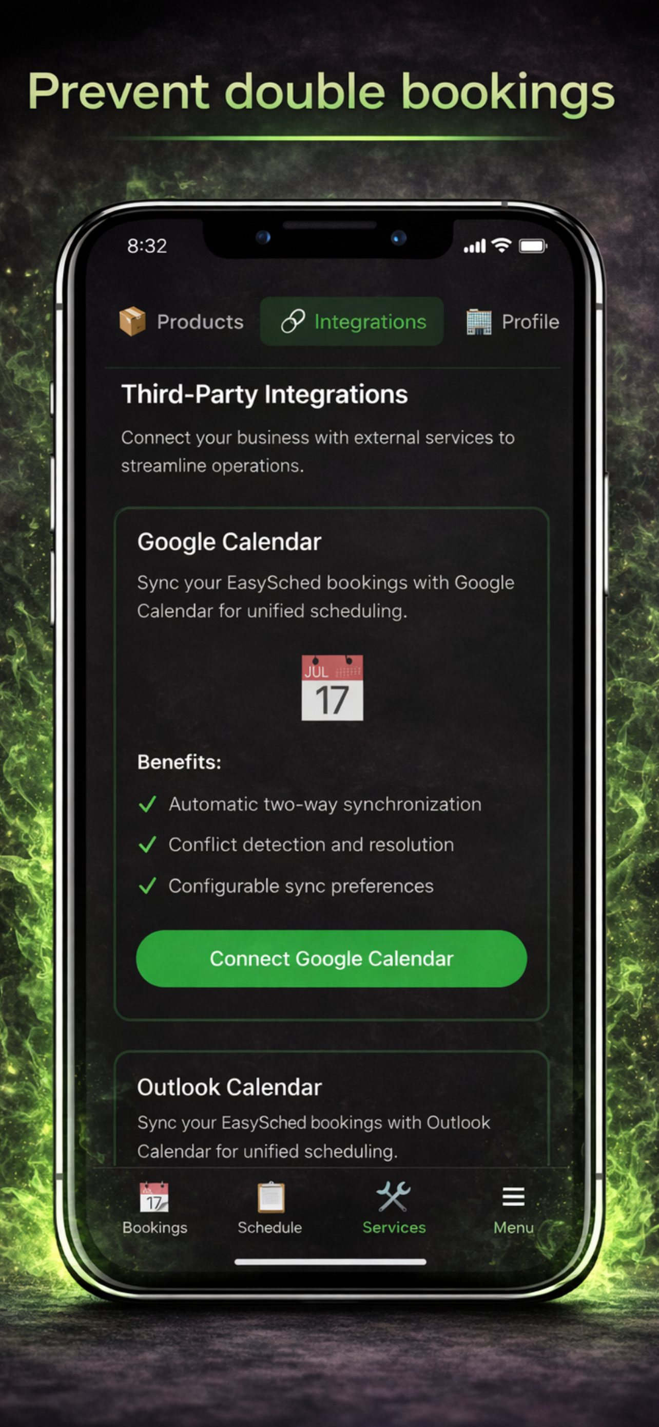 Calendar integration settings - Connect Google Calendar & Outlook