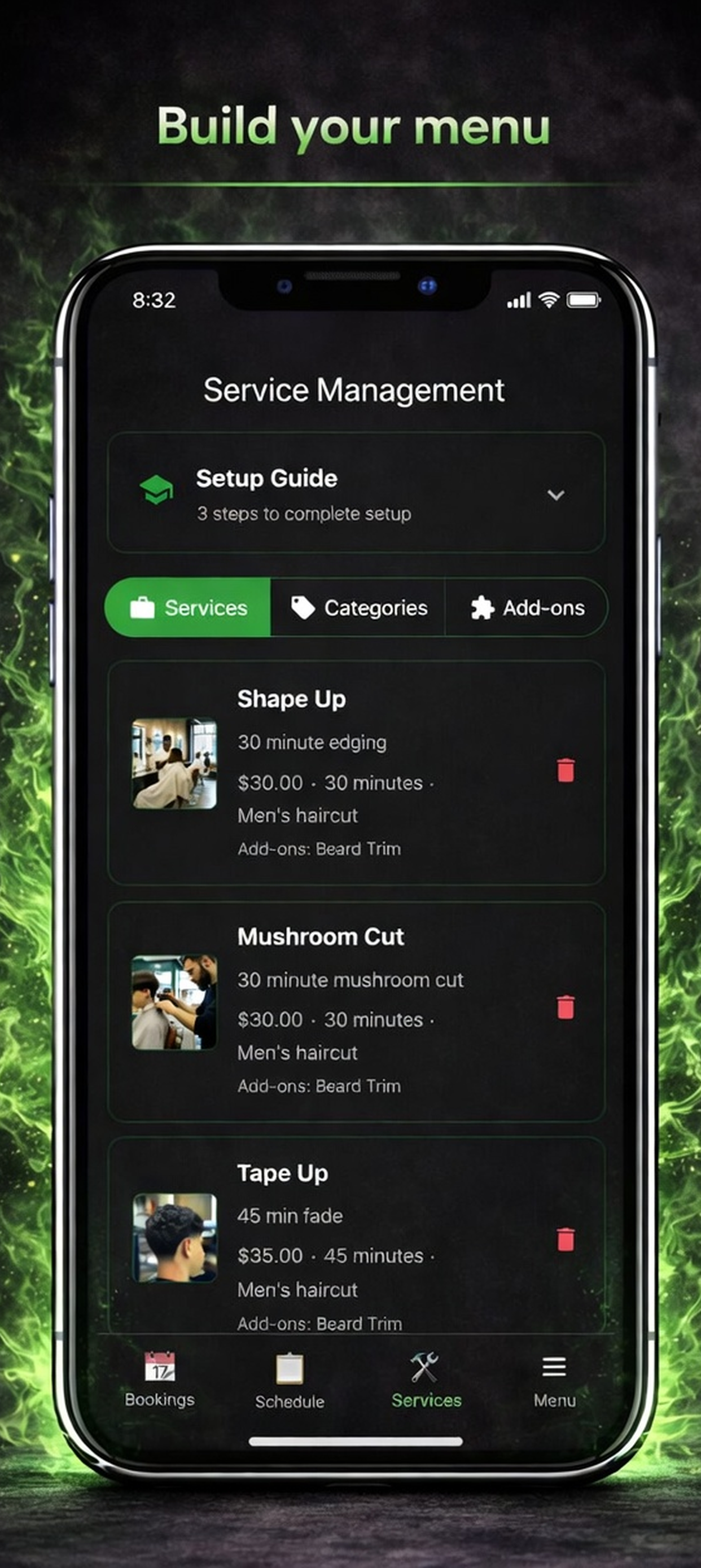 Service management - Create services and add-ons